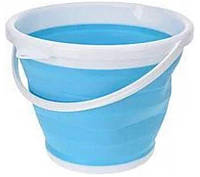 Ведро 10 литров туристическое складное Collapsible Bucket Голубое 7693 PS