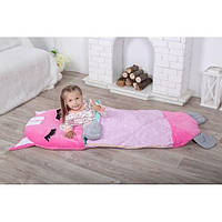 Детский Спальный мешок - трансформер, спальник, велюр+хлопок. Котик розовый хит