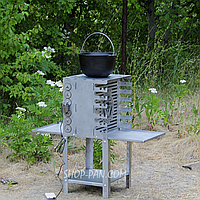 Вертикальный эко мангал SHOP-PAN со встроенной шашлычницей и мотором на ножках из нержавейки *