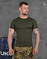 Тактическая мужская футболка олива без надписей полиэстер, Зеленая Военная футболка олива для ВСУ Украины