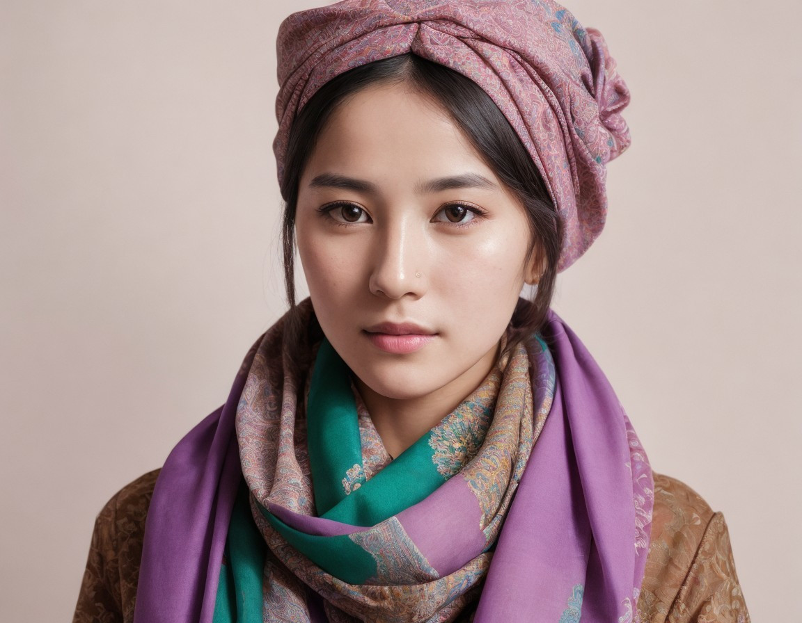Жінка з шарфом на голові - Інтер'єрна картина на полотні. Різні розміри від 20*30 см до 110*150 см - фото 1 - id-p2201642220