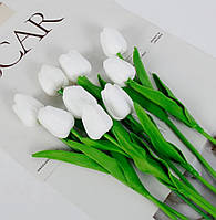 Искусственные тюльпаны латексные 5 штук белый