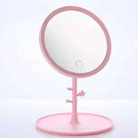 Зеркало для макияжа настольное с подсветкой led makeup mirror Розовое 10647 PS