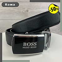 Мужской ремень boss 4 см Качественный мужской пояс hugo boss Стильный мужской кожаный ремень босс Босс ремень