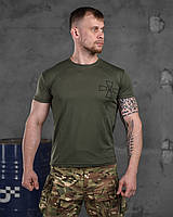 Мужская зеленая футболка ЗСУ олива полиэстер, Тактическая футболка олива для военнослужащих для ВСУ Украины