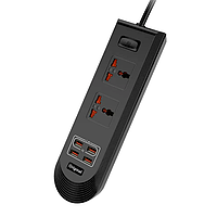 Удлинитель Remax BKL-08 2 Socket / 4 USB / Кабель 200см Черный 11682 PS