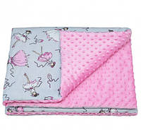 Ковдра плед дитячий плюшевий minky в ліжечко або коляску,80х 90 см, Балерини хіт