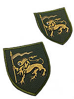 Армейский шеврон Лев с флагом 8×7 Олива. Нашивка патч на липучке, Шеврон для военных хит