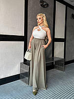 Жіночі широкі лляні брюки, фото 4