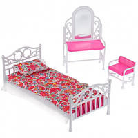 Спальня для ляльок Барбі меблі лялькові ліжко туалетний столик стілець з валізою хіт