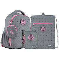 Шкільний набір Kite College Line girl (рюкзак, пенал, сумка) 35x26x13.5 см, 12 л, сірий SET_K24-555S-2