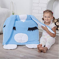 Детский Спальный мешок - трансформер, спальник, велюр+хлопок.Зайчик голубой хит