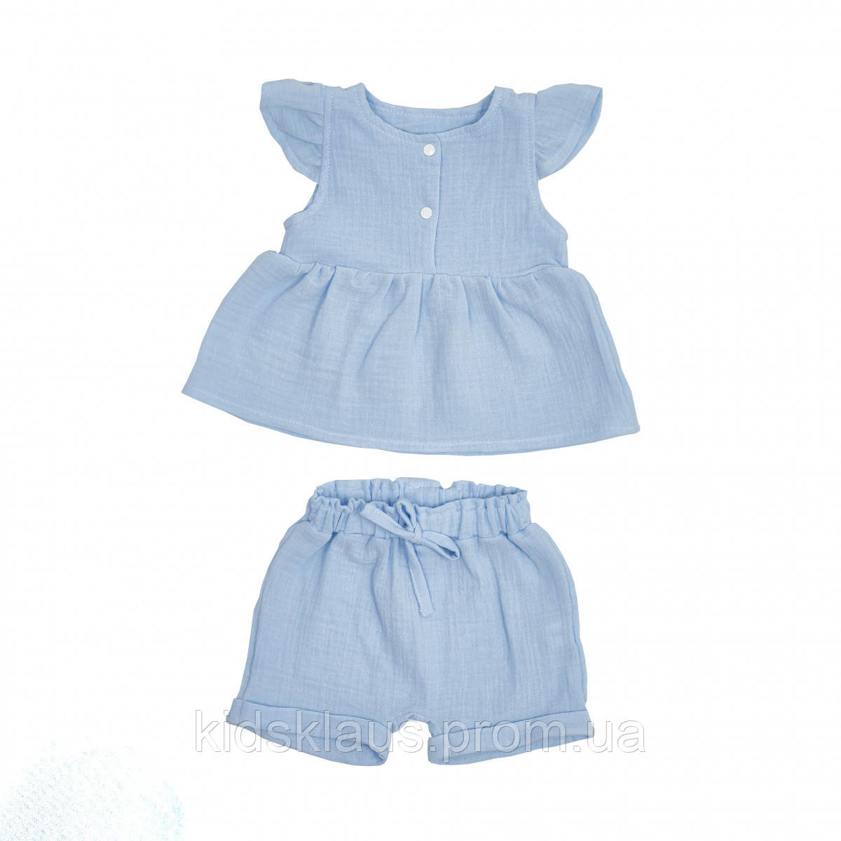 Набір для дівчинки (шорти, майка) муслін 68р, blue, блакитний хіт