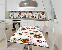Наклейка 3Д виниловая на стол Zatarga «Лепестки и фрукты» 650х1200 мм для домов, квартир, сто GT, код: 6442742