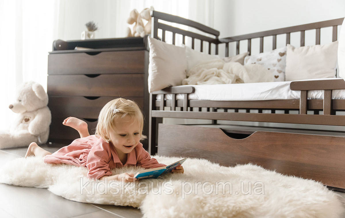 Мультифункціональне дитяче ліжечко: люлька, манеж, диван,колір горіх хіт