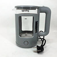 Дисковий прозорий електрочайник Rainberg RB-2220 Стекляний електричний чайник з підсвічуванням 2200W