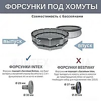 Набор форсунок в сборе Bestway 22331 для подключения бассейнов Bestway на хомутах, 32 мм - BIG SALE !