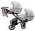 Коляска 2 в 1 для двійні Bair Kiwi DUO ECO BKD-32/33 бежевий / капучино, фото 3