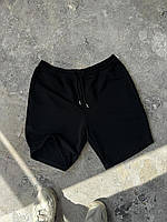Мужские летние шорты черные оверсайз на трехнитке плотные , Качественные базовые шорты черного цвета на шнурке
