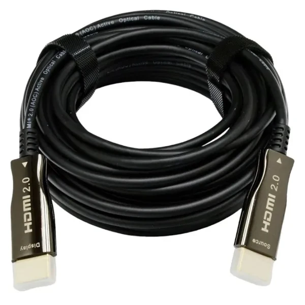 Відео-кабель Viatec 4K UHD (AOC) HDMI 2.0 (тато) - HDMI 2.0 (тато) 15м Black