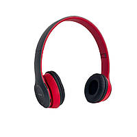 Наушники накладные беспроводные MDR P47 MP3 Bluetooth черный с красным