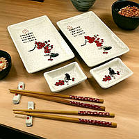 Подарочный набор для суши на 2 персоны из керамики 8 предметов 28х28,3х3,5 см