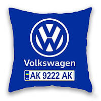 Подушка с принтом Подушковик Volkswagen 32х32 см Синий (hub_qqzvtn) NL, код: 7790418