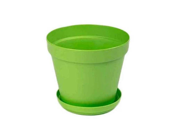 Горщик для квітів 1,8л з підставкою Ø 170 тип 6 зелений ТМ ГЕМОПЛАСТ FG, фото 1