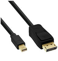 Кабель монітора-сигнальний InLine DisplayPort-mini M M 0.5m v1.2 4K60Hz D5.5mm Gold Cu чорни KS, код: 7455658