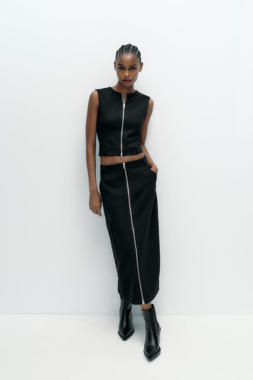 УЦІНКА Спідниця-міді ZARA 1159822258 (Чорний XXL), фото 1