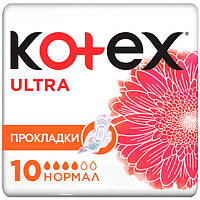 Гигиенические прокладки Kotex Ultra Dry&Soft Normal ультратонкие с крылышками 4 капли 10 штук