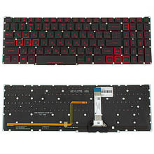 Клавіатура для ноутбука ACER (Nitro: AN517-55) rus, black, без фрейму, підсвічування клавіш RED (оригінал)