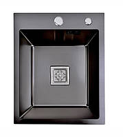 Кухонная мойка Platinum Handmade PVD HSBB 40x50 черная (квадратный сифон 3.0/1.0)