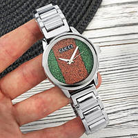 Женские часы серебристого цвета ремешок Gucci 6854 Silver