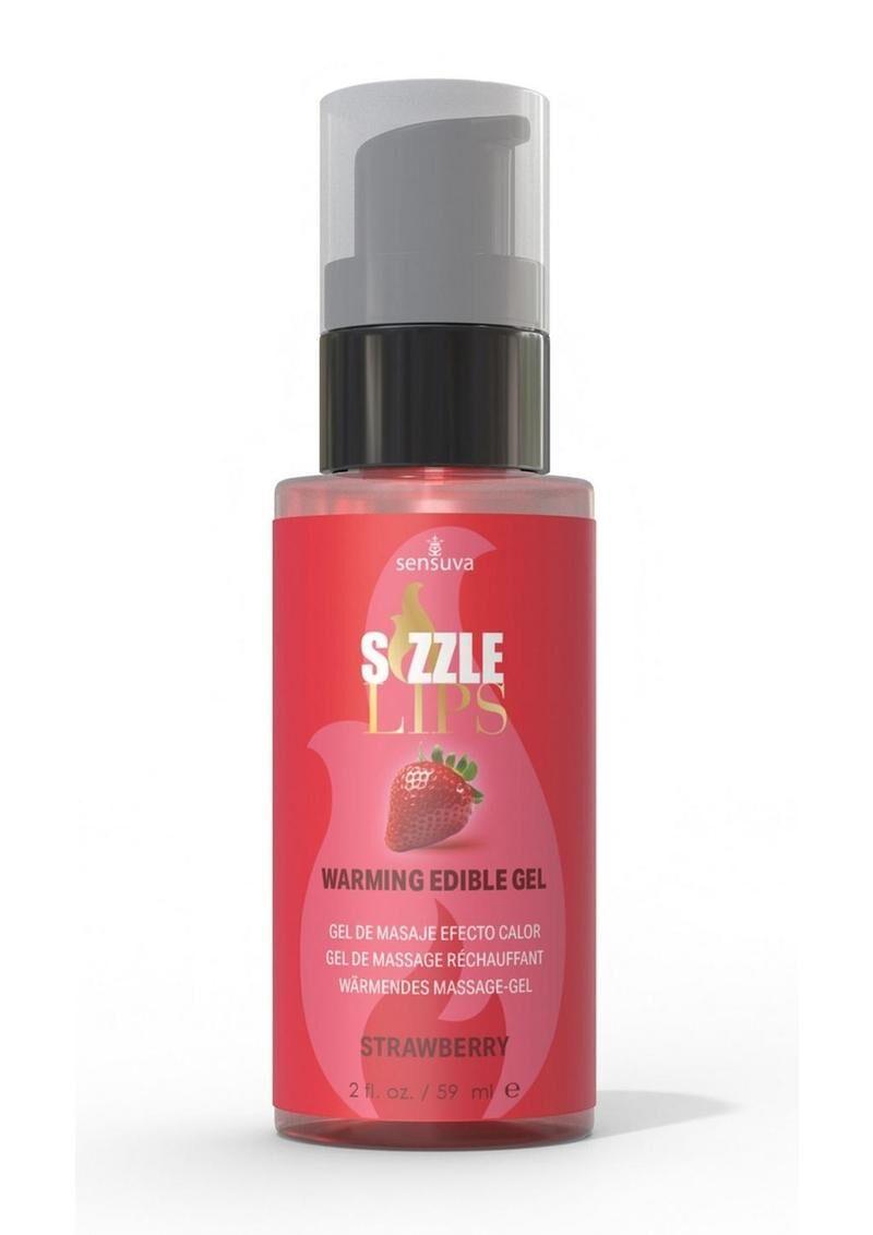 Їстівний масажний зігріваючий гель Sizzle Lips Strawberry Sensuva 59 Полуниця, фото 1
