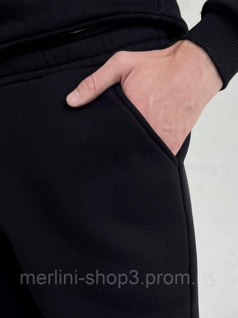Теплый зимний мужской спортивный костюм на флисе черный Merlini Франс 100001001 размер S/M - фото 8 - id-p2190255224