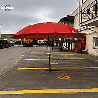 Зонт 3.3м- 3.5 м с ветровым клапаном и серебряным напылением Красный