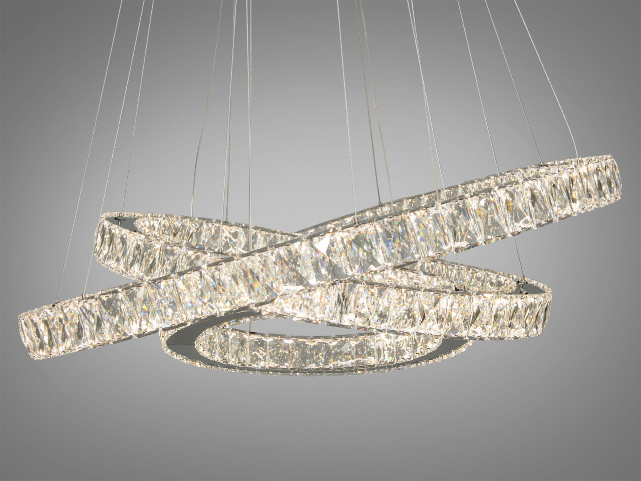 Кришталева світлодіодна люстра-підвіс 7201-9A/750+580+400HR, фото 1