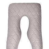 Наволочка для П-подушки для вагітних сну та відпочинку 140х75х20 см стьобана з блискавкою сіра мікрофібра, фото 2