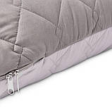 Наволочка для П-подушки для вагітних сну та відпочинку 140х75х20 см стьобана з блискавкою сіра мікрофібра, фото 3