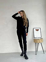 Теплый женский костюм на флисе с кофтой на молнии черный Merlini Анже 100001081 размер S/M