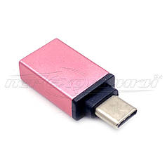 Перехідник OTG Type-C to USB 3.0/2.0 AF, рожевий