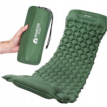 Килимок (карит) надувний Mountain Goat 190 x 58 x 5 см з вбудованим насосом Navy Green (P-5905973400909)