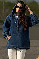 Куртка-анорак женская демисезонная полубатальная синего цвета уп.5 шт. 179143T Бесплатная доставка