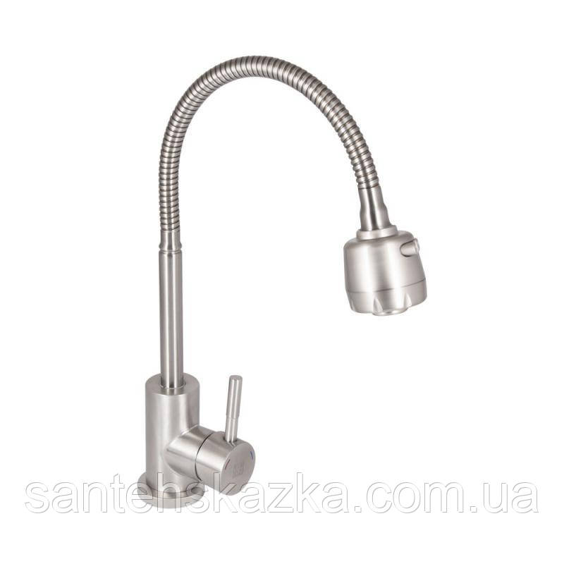 Змішувач для кухні Lidz Aria 015F41 з гнучким виливом (k35) LDARI015F41NKS45306 Nickel, фото 1