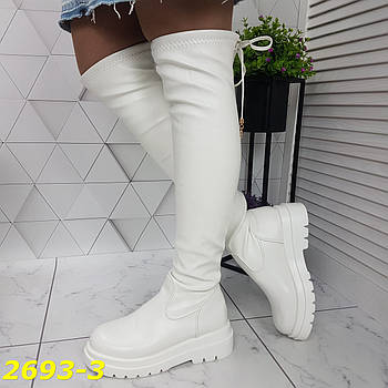 Ботфорти чоботи панчохи на білі спортивні демісезон, Розмір 39 (25,5 см)