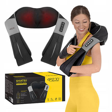 Накидка-масажер 4FIZJO Shiatsu Ultra+ для шиї та спини, акумуляторний Black/Grey (P-5907739319098), фото 1
