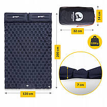 Килимок (каримат) надувний Mountain Goat 200 x 120 x 7 см двомісний з вбудованим насососм Navy Blue (P-5905973400923), фото 6