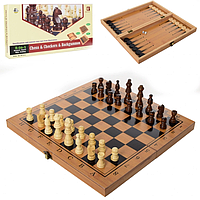 УЦІНКА! Настільна гра Шахи 822S-UC 3в1 нарди,шашки, дерев'яні ssmag.com.ua