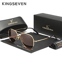 Мужские поляризационные солнцезащитные очки KINGSEVEN 7117 Gold Brown